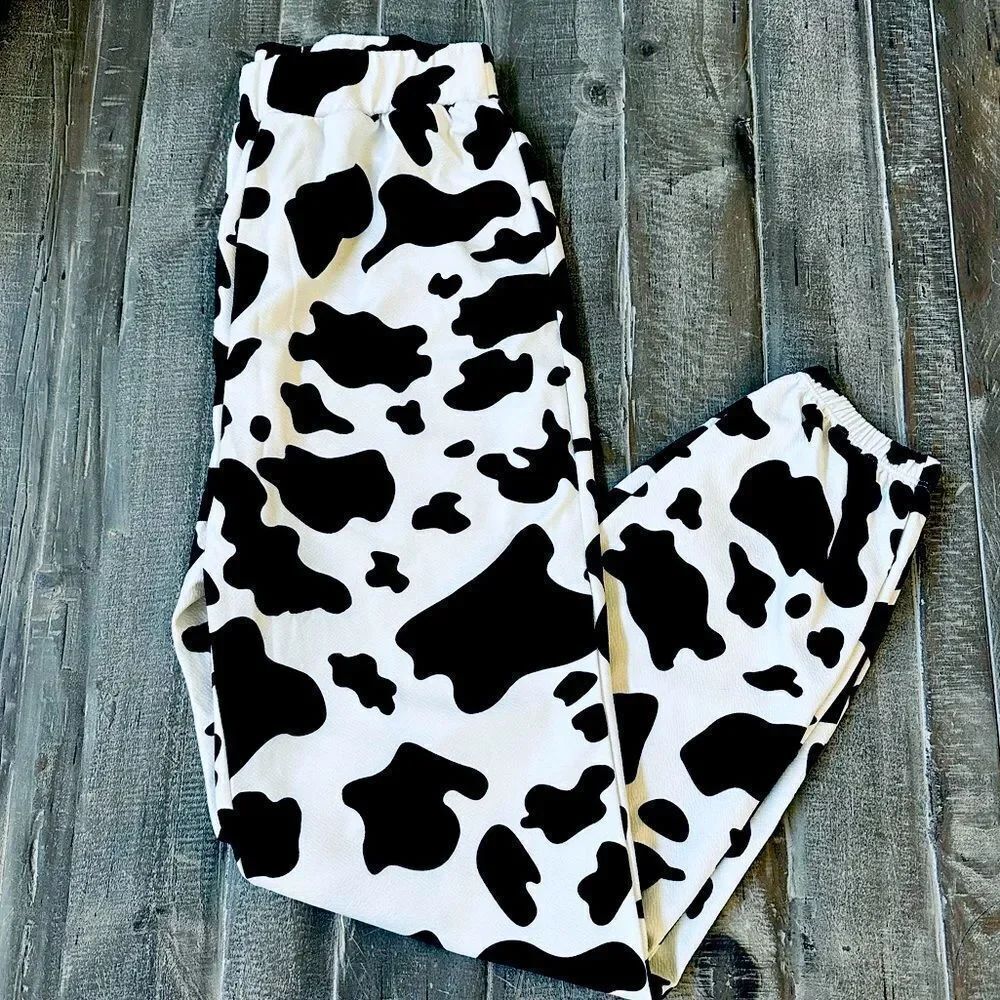 SHEIN Cow Print Spotted Jogger Pants XS